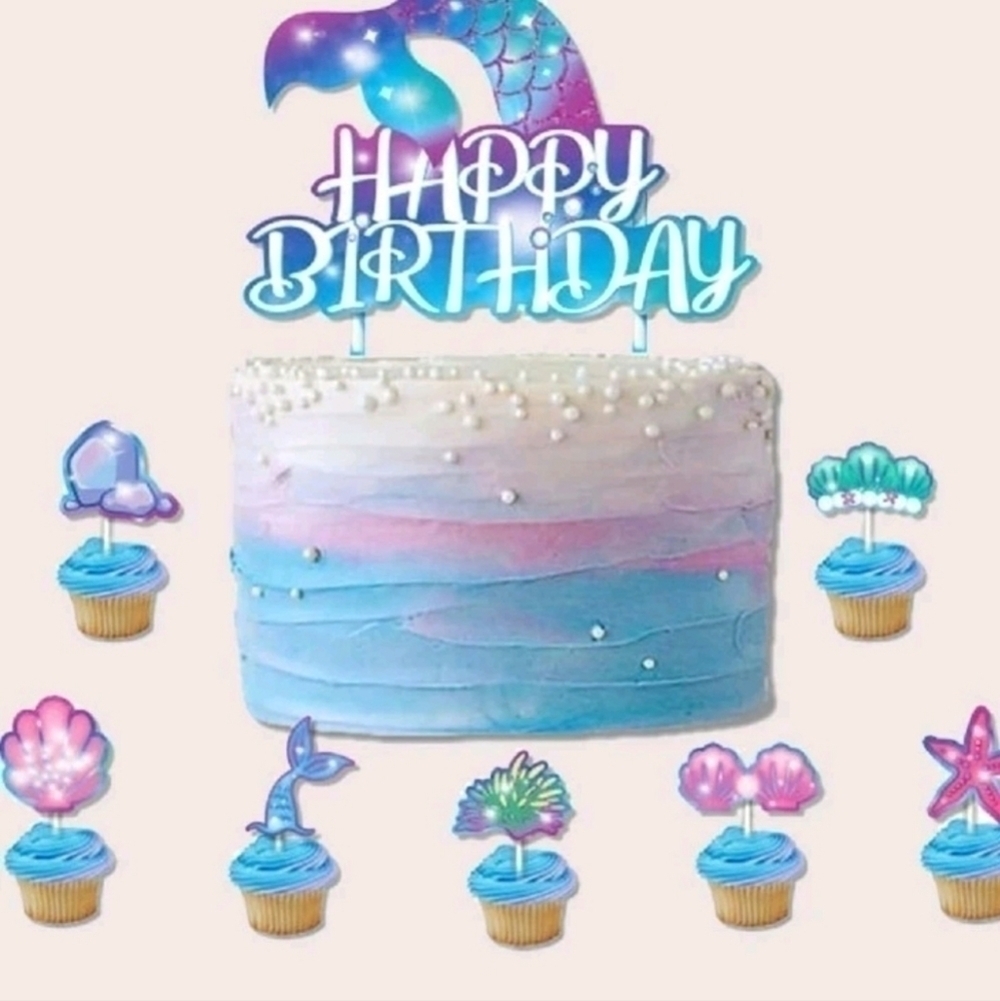 🌺16pcs Marine Life Design Cake Topper
